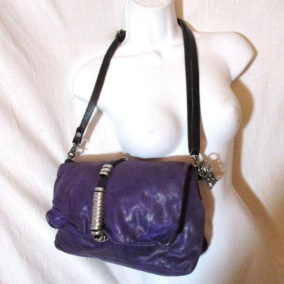 AS 98 Handbags - AS98 Purse Bag Sling Leather SADDLE Moto Punk Biker Goth PURPLE AS 98